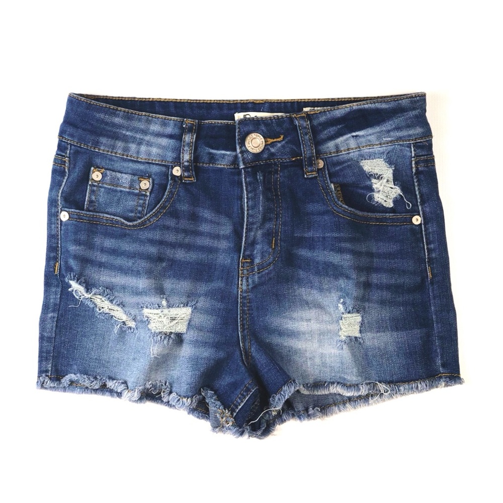 DENIM DARK WASH HIGH WAIST SHORTS